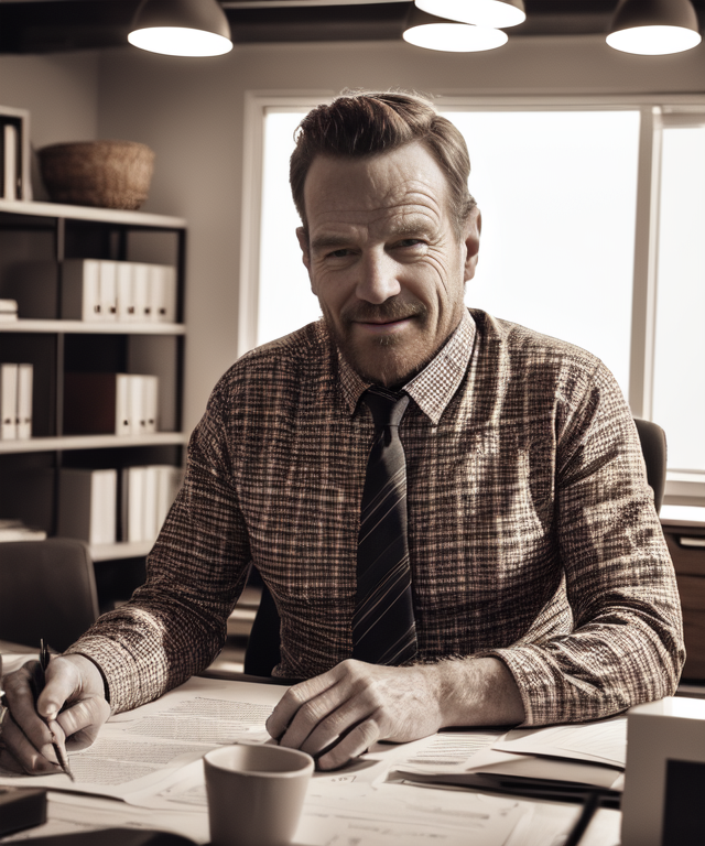 00033-3174597968-A perfect photo of a man,bryancranston,age up, plaid shirt, paisley tie, portrait stock photo middle-aged man in cluttered offic.png